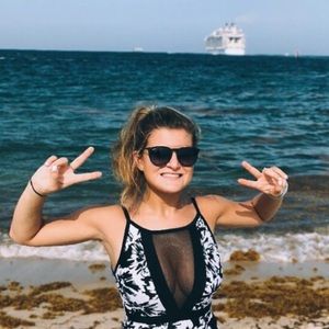 One-piece tropical bathing suit